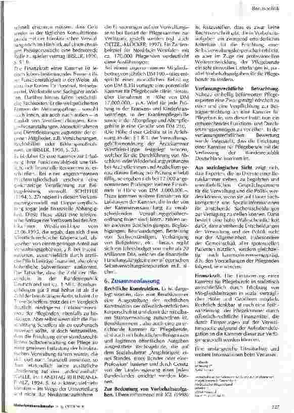Vorschauseite 5: Rechtliche und soziologische Grundlagen einer Kammer für Pflegeberufe
