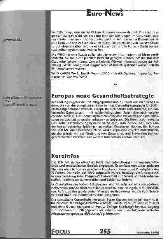 Vorschauseite 2: WHO Einstufungstabelle von Gesundheitssystemen Euro-News aus Grossbritannien