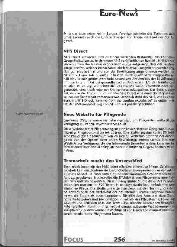 Vorschauseite 3: WHO Einstufungstabelle von Gesundheitssystemen Euro-News aus Grossbritannien