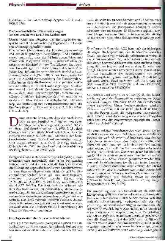 Vorschauseite 2: Rechtliche Probleme beider Organisation des pflegerischen Nachtdienstes