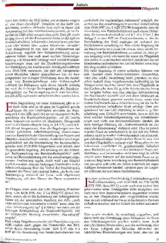 Vorschauseite 3: Rechtliche Probleme beider Organisation des pflegerischen Nachtdienstes
