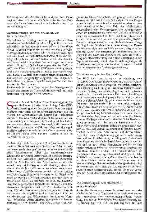 Vorschauseite 4: Rechtliche Probleme beider Organisation des pflegerischen Nachtdienstes