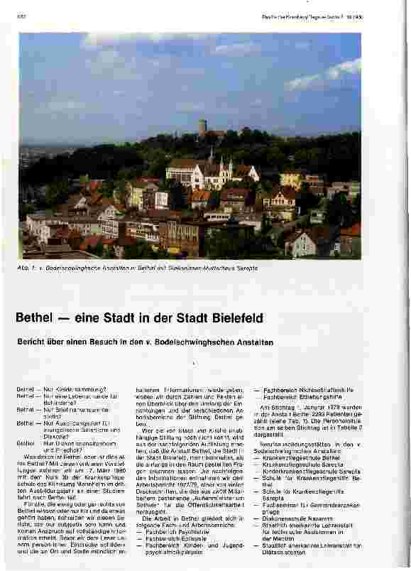 Vorschauseite 1: Bethel - eine Stadt in der Stadt Bielefeld Bericht über einen Besuch in den v. Bodelschwinghschen Anstalten