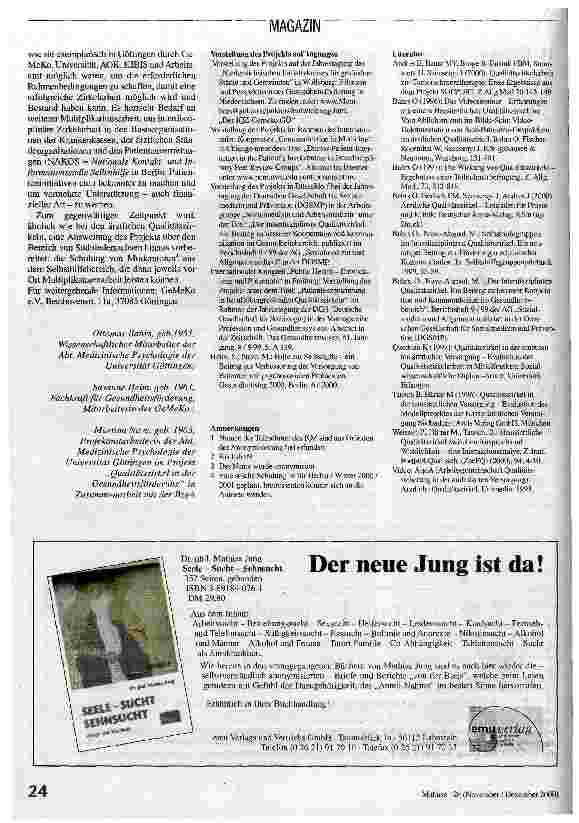 Vorschauseite 4: Patientenzentriert und interdisziplinär Der Interdisziplinäre Qualitätszirkel Göttingen zur Versorgung von Patienten mit psychosozialen Problemen