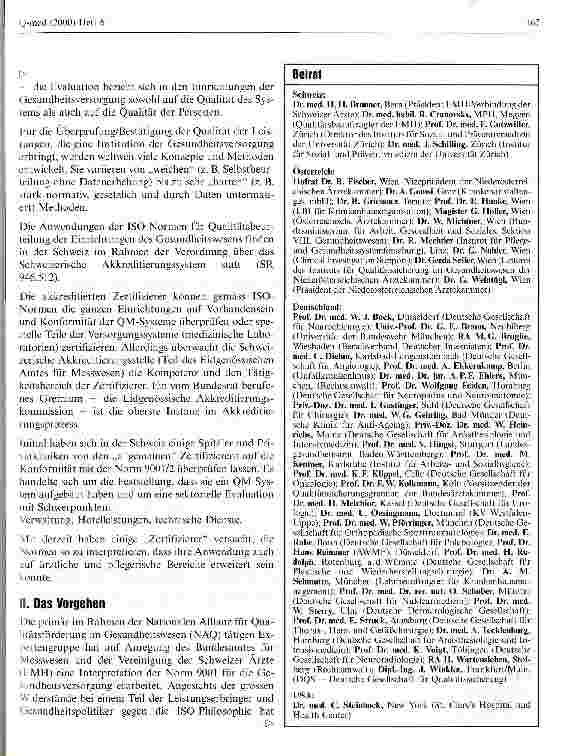 Vorschauseite 2: Bemerkungen zur Interpretation der Standards ISO 901 und 9002 für die Einrichtungen der Gesundheitsversorgung