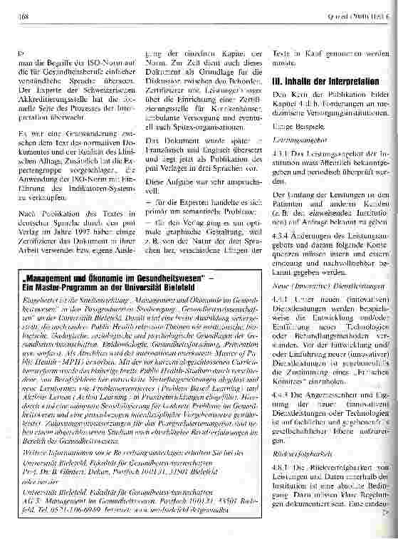 Vorschauseite 3: Bemerkungen zur Interpretation der Standards ISO 901 und 9002 für die Einrichtungen der Gesundheitsversorgung