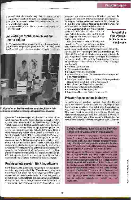 Vorschauseite 3: Prozess-Rummel lässt sich vermeiden Der optimale Versicherungsschutz für ambulante Pflegedienste