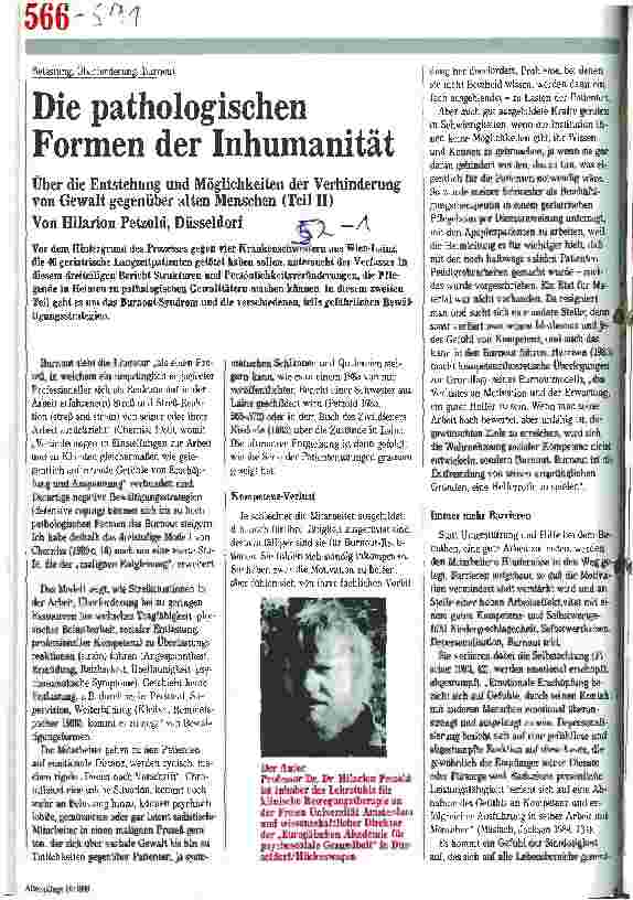 Vorschauseite 1: Die pathologischen Formen der Inhumanität - Über die Entstehung und Möglichkeiten der Verhinderung von Gewalt gegenüber Alten (Teil II)