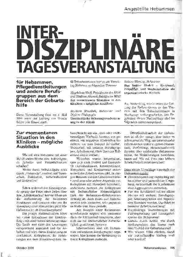 Vorschauseite 1: INTERDISZIPLINARETAGESVERANSTALTUNG