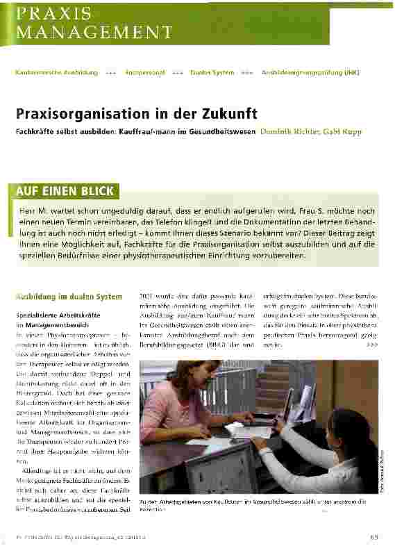 Vorschauseite 1: Praxisorganisation in der Zukunft