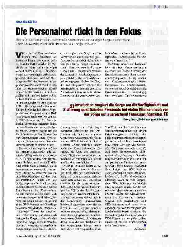 Vorschauseite 1: Die Personalnot rückt in den Fokus