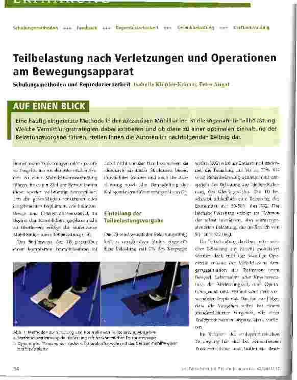 Vorschauseite 1: Teilbelastung nach Verletzungen und Operationen am Bewegungsapparat