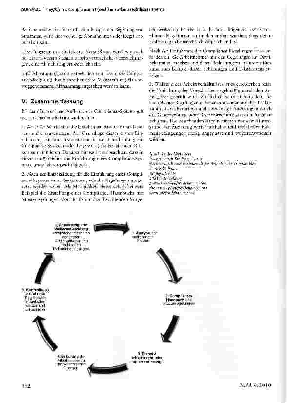 Vorschauseite 4: Compliance ist (auch) ein arbeitsrechtliches Themazugleich Anmerkung zu dem Urteil des Hessischen Landesarbeitsgerichts vom 25. Januar 2010 -17 Sa 21/091
