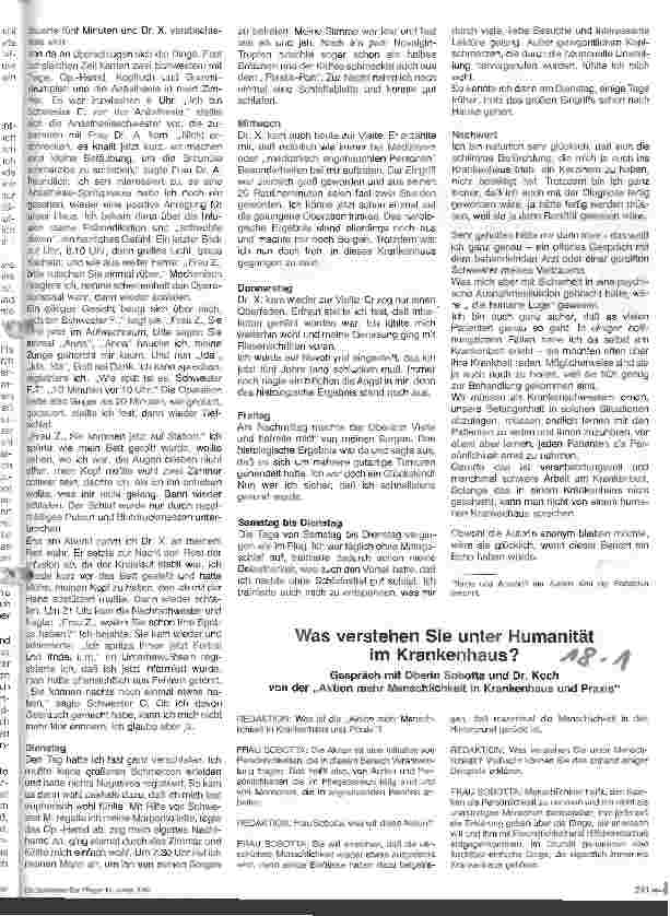 Vorschauseite 1: Was verstehen Sie unter Humanität im Krankenhaus