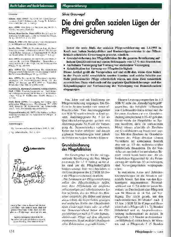 Vorschauseite 1: Die drei großen sozialen Lügen der Pflegeversicherung