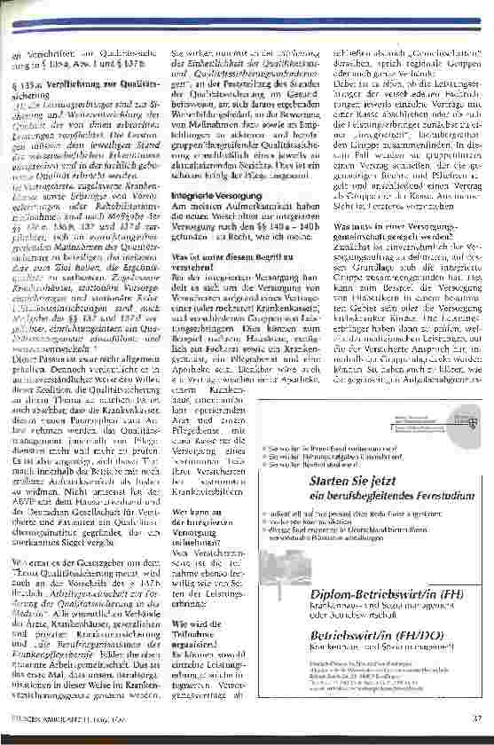 Vorschauseite 4: Lichtund Schattenseiten Die Gesundheitsreform 2000 bringt mehr Bürokratie, aber auch neue Chancen für ambulante Pflegedienste