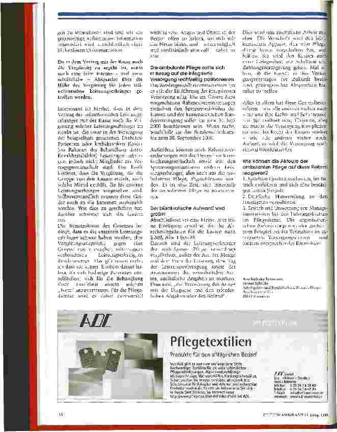 Vorschauseite 5: Lichtund Schattenseiten Die Gesundheitsreform 2000 bringt mehr Bürokratie, aber auch neue Chancen für ambulante Pflegedienste