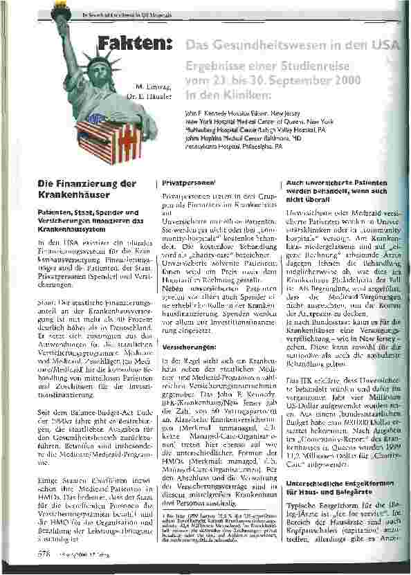 Vorschauseite 1: Das Gesundheitswesen in den USA