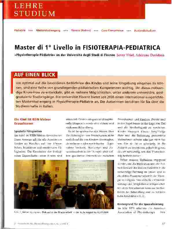 Vorschauseite 1: Master di 1° Livello in FISIOTERAPIA-PEDIATRICA