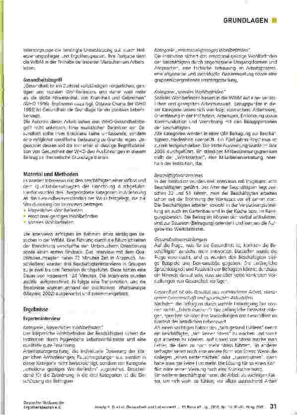 Vorschauseite 2: Gesundheit und Lebenswelt - Subjektive Vorstellungen von Beschäftigten einer WfbM über Gesundheit