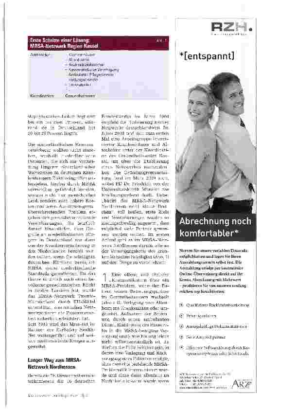 Vorschauseite 2: Chancen und Probleme zugeichDas MRSA-Netzwerk Nordhessen