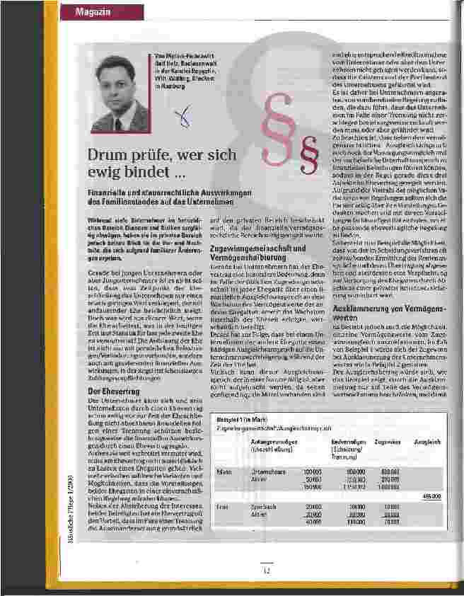 Vorschauseite 1: Drum prüfe, wer sich ewig bindet. .. Finanzielle und steuerliche Auswirkungen des Familienstandes auf das Unternehmen
