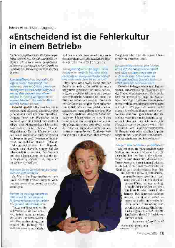 Vorschauseite 1: «Entscheidend ist die Fehlerkultur in einem Betrieb»