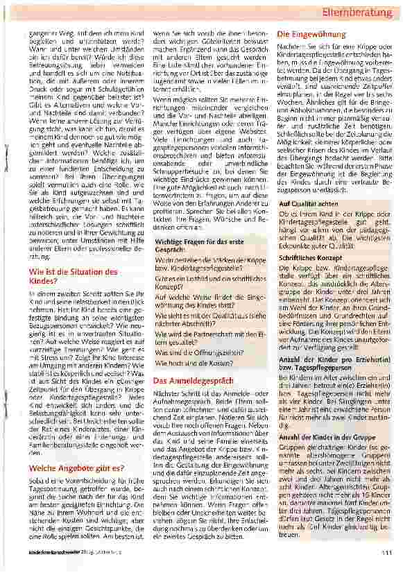 Vorschauseite 2: Die beste Betreuung für mein Kind