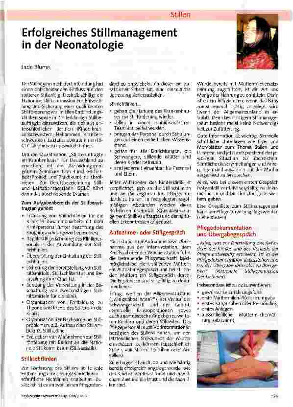 Vorschauseite 1: Erfolgreiches Stillmanagement in der Neonatologie