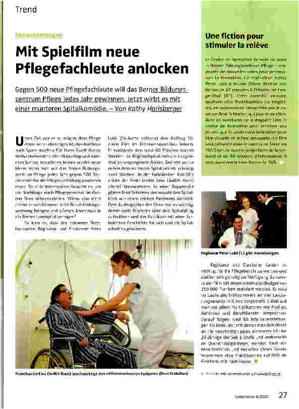 Vorschauseite 1: Mit Spielfilm neue Pflegefachleute anlocken