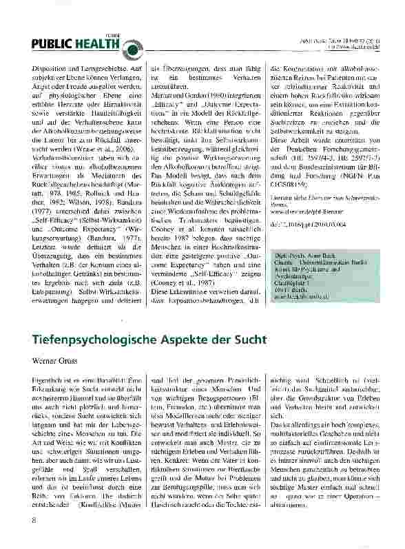 Vorschauseite 1: Tiefenpsychologische Aspekte der Sucht