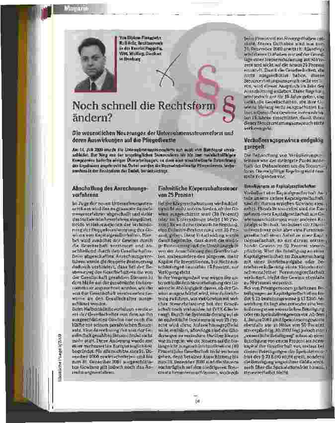 Vorschauseite 1: Noch schnell die Rechtsform ändern?