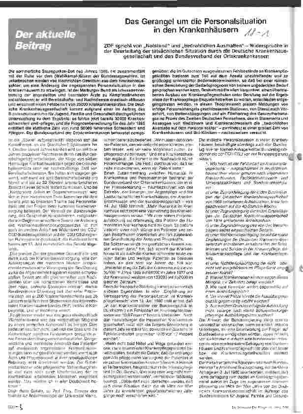 Vorschauseite 1: Das Gerangel um die Personalsituation in den Krankenhäusern
