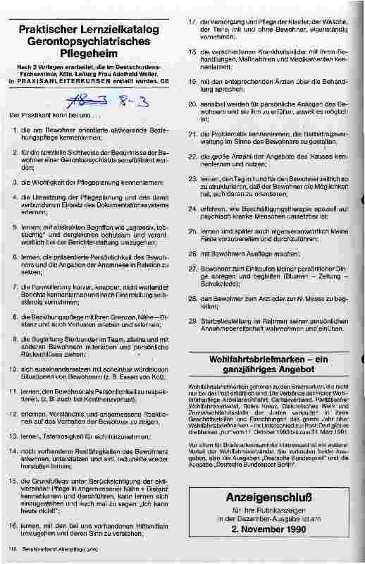 Vorschauseite 1: Praktischer Lernzielkatalog - Gerontopsychiatrisches Pflegeheim