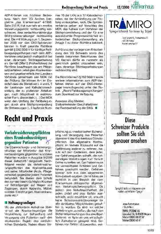 Vorschauseite 1: Verkehrssicherungspflichten eines Krankenhausträgers gegenüber Patienten