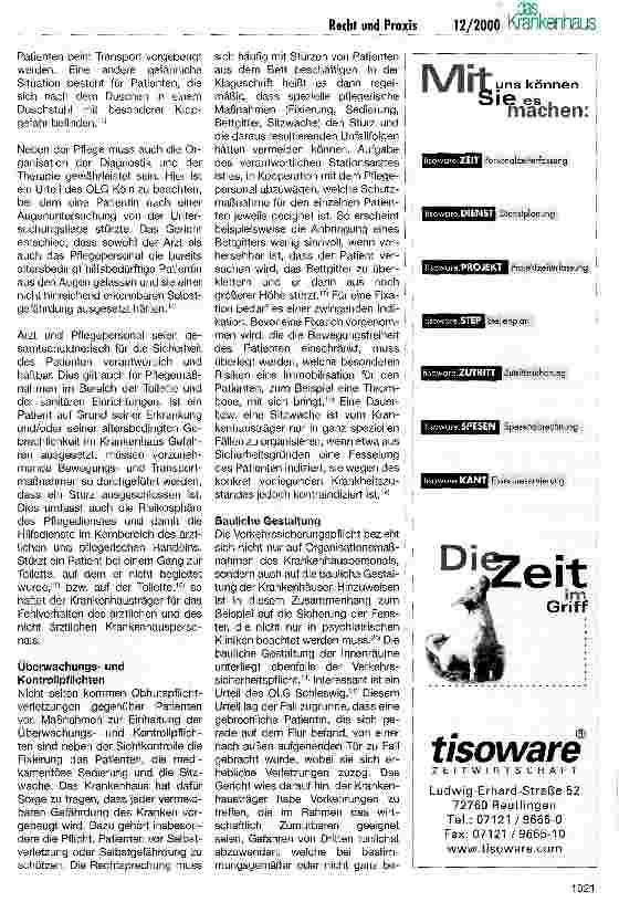 Vorschauseite 3: Verkehrssicherungspflichten eines Krankenhausträgers gegenüber Patienten
