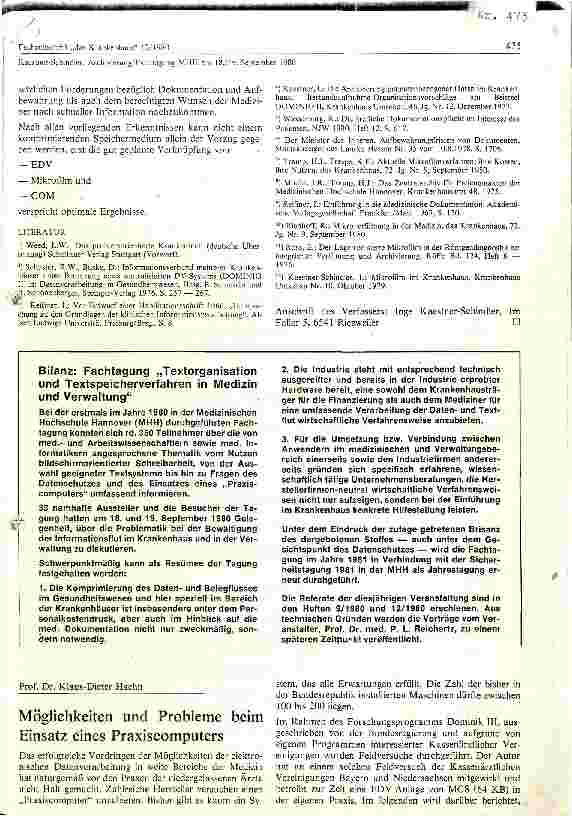 Vorschauseite 1: Möglichkeiten und Probleme beim Einsatz von Praxiscomputer