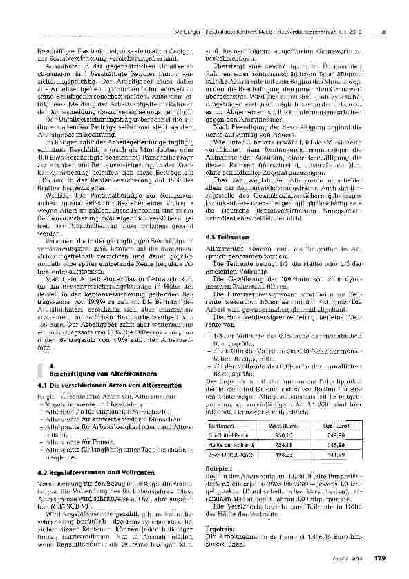 Vorschauseite 5: Beschäftigte Rentner: Neue Hinzuverdienstgrenzen ab 1.1.2010