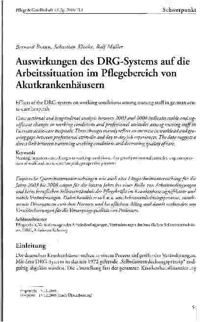 Vorschauseite 1: Auswirkungen des DRG-Systems auf die Arbeitssituation im Pflegebereich von Akutkrankenhäusern