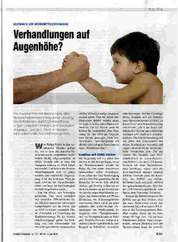 Vorschauseite 1: Verhandlungen auf Augenhöhe?