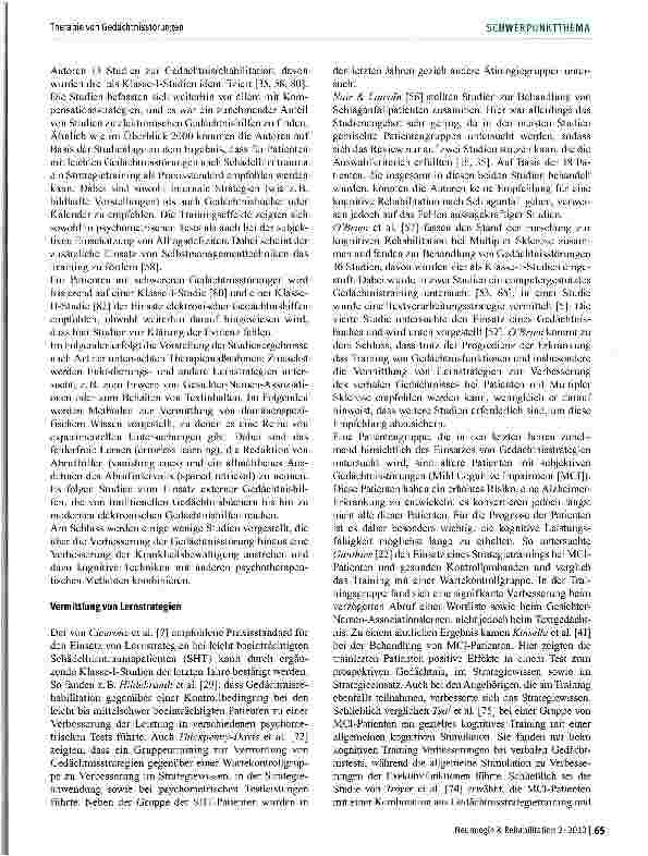 Vorschauseite 3: Evidenzbasierte Verfahren in der neuropsychologischen Rehabilitation Therapie von Gedächtnisstörungen