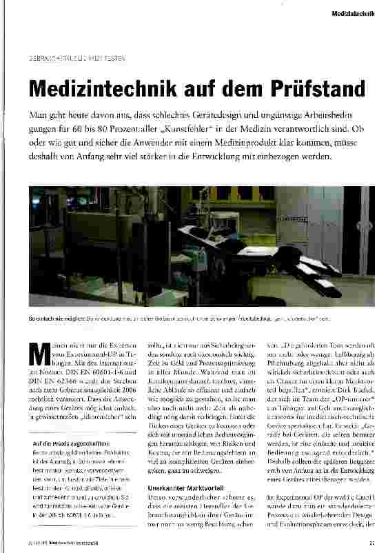 Vorschauseite 1: Medizintechnik auf dem Prüfstand