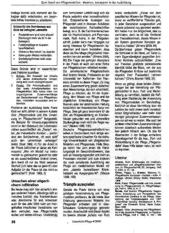 Vorschauseite 3: Pflegemodelle, -theorien, -konzepte auf dem Vormarsch in der Ausbildung?