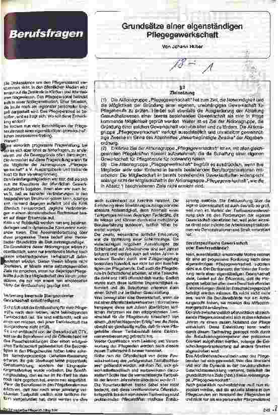Vorschauseite 1: Grundsätze einer eigenständigen Pflegegewerkschaft