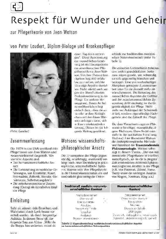 Vorschauseite 1: Respekt für Wunder und Geheimnisse des Lebens zur Pflegetheorie von Jean Watson