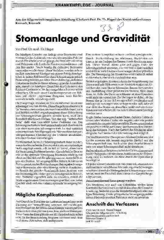 Vorschauseite 1: Stomaanlage und Gravidität