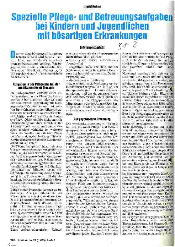 Vorschauseite 1: Spezielle Pflegeund Betreuungsaufgaben bei Kindern und Jugendlichen mit bösartigen Erkrankungen