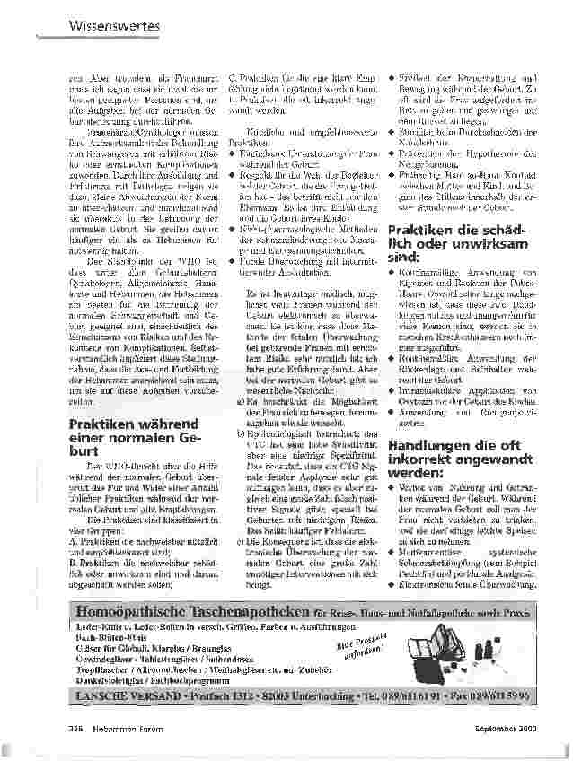 Vorschauseite 5: HILFE WÄHREND DER NORMALEN GEBURTStandpunkte der Weltgesundheitsorganisation (WHO)