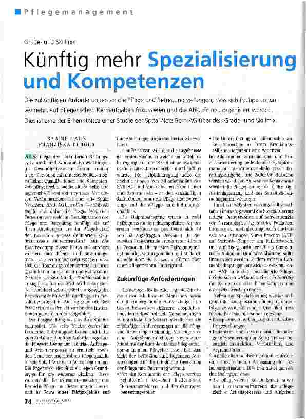 Vorschauseite 1: Künftig mehr Spezialisierung und Kompetenzen