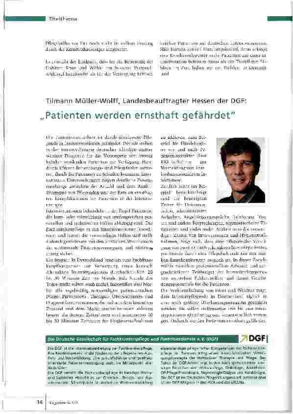 Vorschauseite 3: Sichere Patientenversorgung erfordert kompetente Pflegepräsenz